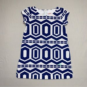 Gymboree Blue Geo Print Shift Dress Girl’s 5 Mod About Orange Retro 60s Vibes